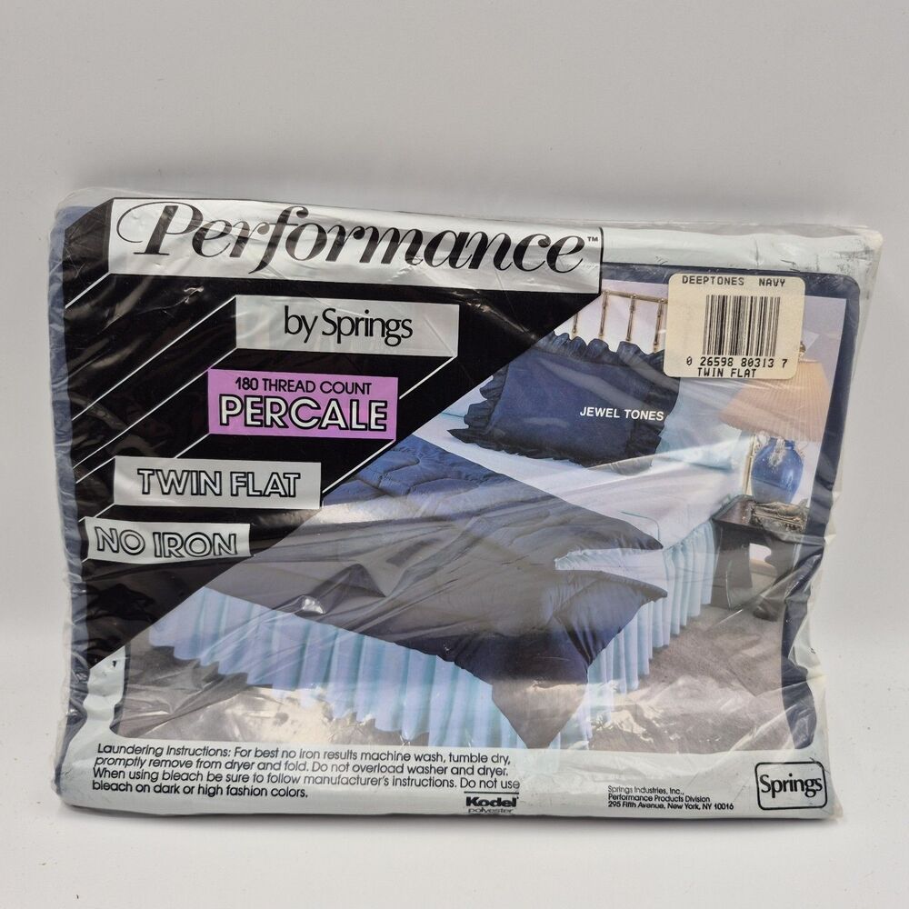 VTG Performance by Springs Twin Flat Sheet Navy Jewel Tone New Old Stock